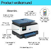 HP OfficeJet Pro 9125e All-in-One Printer, Color, Printer for Small medium business, Print, copy, scan, fax, + Instant Ink eligible Print from phone or tablet Touchscreen Smart Advance Scan Instant Paper Front USB flash drive port Two-sided printing Two-sided scanning Automatic document feeder Fax, Thermal inkjet, Colour printing, 4800 x 1200 DPI, A4, Direct printing, Grey