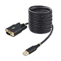 StarTech.com 10ft (3m) USB to Serial Adapter Cable, COM Retention, Interchangeable Screws/Nuts, USB-A to DB9 RS232, FTDI IC, ESD Protection, Windows/macOS/Linux, Black, 3 m, USB Type-A, DB-9, Male, Male