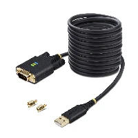 StarTech.com 10ft (3m) USB to Serial Adapter Cable, COM Retention, Interchangeable Screws/Nuts, USB-A to DB9 RS232, FTDI IC, ESD Protection, Windows/macOS/Linux, Black, 3 m, USB Type-A, DB-9, Male, Male