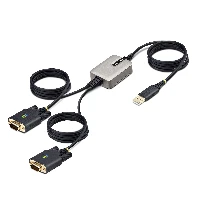 StarTech.com 13ft (4m) 2-Port USB to Serial Adapter Cable, Interchangeable DB9 Screws/Nuts, COM Retention, USB-A to DB9 RS232, FTDI, Level-4 ESD Protection, Windows/macOS/ChromeOS/Linux - Rugged TPE Construction, USB-A, 2 x DB-9 RS-232, 4 m, Black, Grey