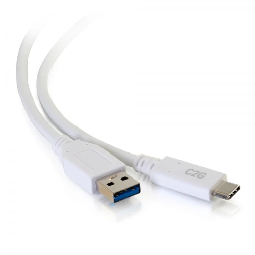 C2G 0.9m USB-C to USB-A SuperSpeed USB 5Gbps Cable M/M - White, 0.9 m, USB C, USB A, USB 3.2 Gen 1 (3.1 Gen 1), 5000 Mbit/s, White
