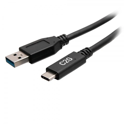 C2G 6in USB-C Male to USB-A Male Cable - USB 3.2 Gen 1 (5Gbps), 0.15 m, USB C, USB A, USB 3.2 Gen 1 (3.1 Gen 1), 500 Mbit/s, Black