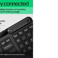 HP 475 Dual-Mode Wireless Keyboard, Full-size (100%), RF Wireless + Bluetooth, Membrane, Black