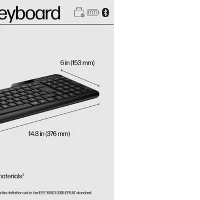 HP 475 Dual-Mode Wireless Keyboard, Full-size (100%), RF Wireless + Bluetooth, Membrane, Black