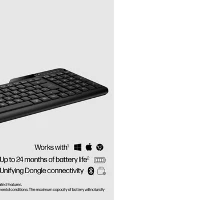 HP 475 Dual-Mode Wireless Keyboard, Full-size (100%), RF Wireless + Bluetooth, Membrane, Black