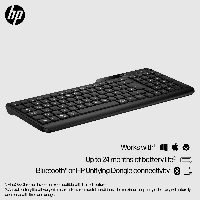 HP 475 Dual-Mode Wireless Keyboard, Full-size (100%), RF Wireless + Bluetooth, Membrane, Black