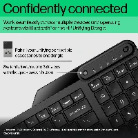 HP 475 Dual-Mode Wireless Keyboard, Full-size (100%), RF Wireless + Bluetooth, Membrane, Black