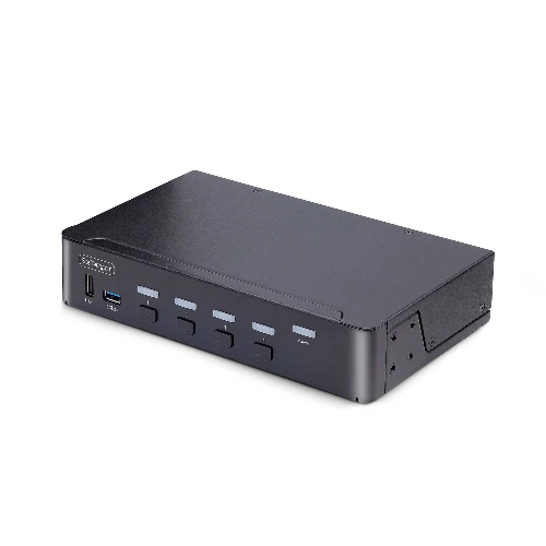 StarTech.com 4-Port DisplayPort KVM Switch, 8K 60Hz / 4K 144Hz, Single Display, DP 1.4, 2x USB 3.0 Ports, 4x USB 2.0 HID Ports, Push-Button & Hotkey Switching, TAA Compliant - OS Independent, Metal Housing, 7680 x 4320 pixels, 8K Ultra HD, 36 W, Black