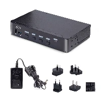 StarTech.com 4-Port DisplayPort KVM Switch, 8K 60Hz / 4K 144Hz, Single Display, DP 1.4, 2x USB 3.0 Ports, 4x USB 2.0 HID Ports, Push-Button & Hotkey Switching, TAA Compliant - OS Independent, Metal Housing, 7680 x 4320 pixels, 8K Ultra HD, 36 W, Black