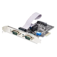 StarTech.com 2-Port Serial PCIe Card, Dual-Port PCI Express to RS232/RS422/RS485 (DB9) Serial Card, Low-Profile Brackets Incl., 16C1050 UART, Windows/Linux, TAA Compliant - Level-4 ESD Protection, PCIe, Serial, PCIe 2.0, RS-232/422/485, Black, ASIX - AX99100