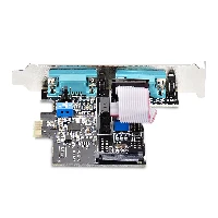 StarTech.com 2-Port Serial PCIe Card, Dual-Port PCI Express to RS232/RS422/RS485 (DB9) Serial Card, Low-Profile Brackets Incl., 16C1050 UART, Windows/Linux, TAA Compliant - Level-4 ESD Protection, PCIe, Serial, PCIe 2.0, RS-232/422/485, Black, ASIX - AX99100