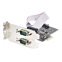 StarTech.com 2-Port Serial PCIe Card, Dual-Port PCI Express to RS232/RS422/RS485 (DB9) Serial Card, Low-Profile Brackets Incl., 16C1050 UART, Windows/Linux, TAA Compliant - Level-4 ESD Protection, PCIe, Serial, PCIe 2.0, RS-232/422/485, Black, ASIX - AX99100