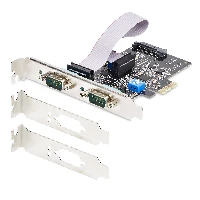 StarTech.com 2-Port Serial PCIe Card, Dual-Port PCI Express to RS232/RS422/RS485 (DB9) Serial Card, Low-Profile Brackets Incl., 16C1050 UART, Windows/Linux, TAA Compliant - Level-4 ESD Protection, PCIe, Serial, PCIe 2.0, RS-232/422/485, Black, ASIX - AX99100