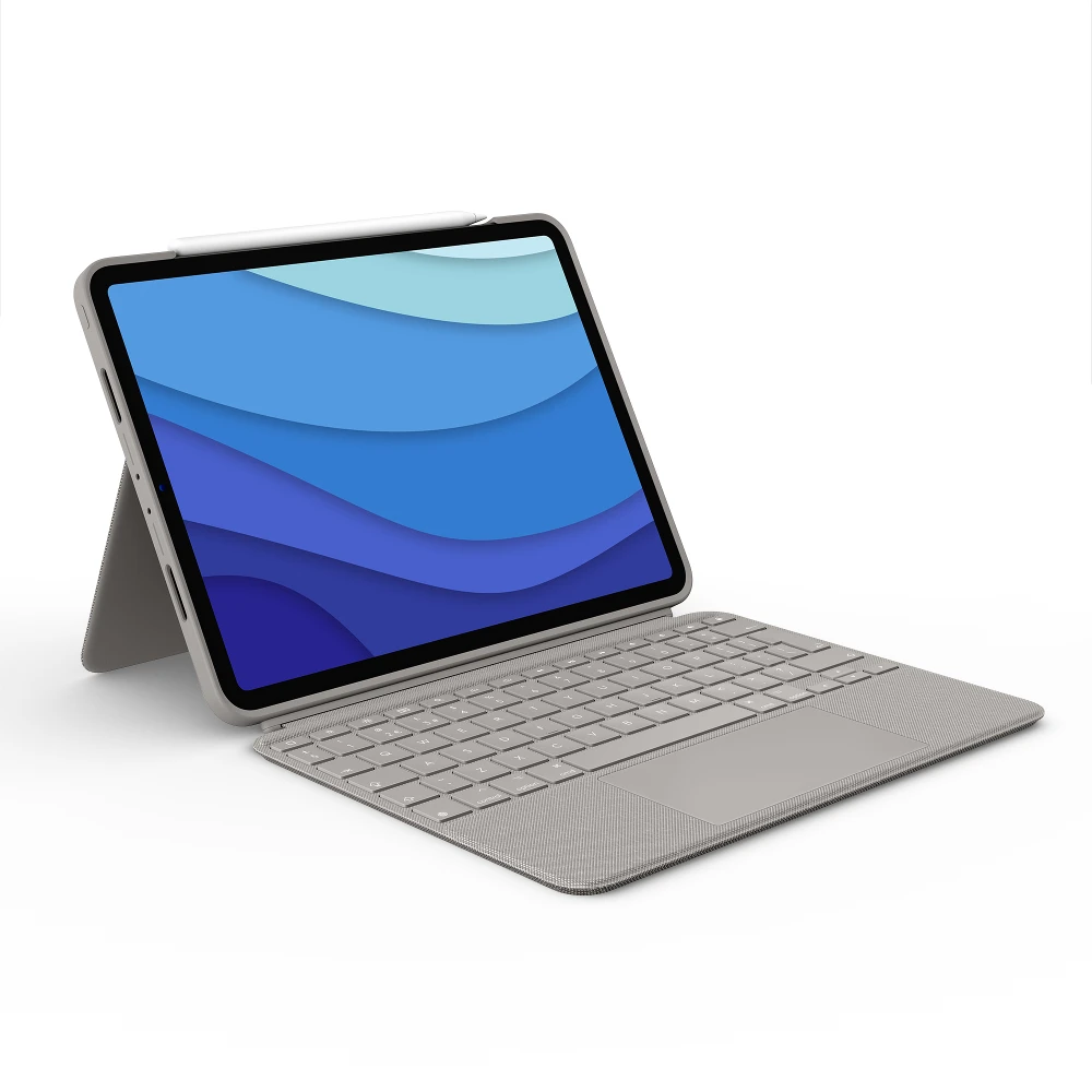 Logitech Combo Touch - Custodia tastiera e carta - con trackpad - retroilluminato - Apple Smart connector - QWERTZ - Tedesca - sabbia - per Apple 11-inch iPad Pro (1 generazione, 2 generazione, terza generazione)