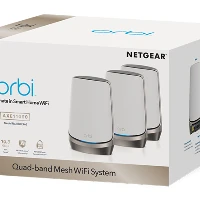 NETGEAR Orbi RBKE963 - Impianto Wi-Fi (router, 2 prolunghe) - fino a 6500 mq - maglia - 10 GigE, 2.5 GigE, 802.11ax (Wi-Fi 6E) - 802.11a/b/g/n/ac/ax (Wi-Fi 6E) - multibanda