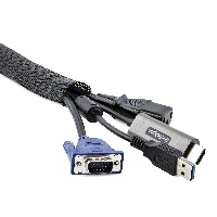 StarTech.com Guaina per cavi da 3 m con chiusura a strappo, accorciabile, diametro 3 cm, organizzatore per cavi di rete / robusto avvolgicavo con maglia in poliestere, Nero (WKSTNCMFLX) - Manicotto di gestione dei cavi - nero - 3 m