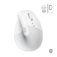 Logitech Lift for Mac - Mouse verticale - ergonomico - ottica - 6 pulsanti - senza fili - Bluetooth - ricevitore USB Logitech Logi Bolt - Off-White - per Apple MacBook