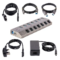 StarTech.com 7-Port Self-Powered USB-C Hub with Individual On/Off Switches, USB 3.0 5Gbps Expansion Hub w/Power Supply, Desktop/Laptop USB-C to USB-A Hub, 7x BC 1.2 (1.5A), USB Type C Hub - USB-C/A Host Cables (5G7AIBS-USB-HUB-EU) - Hub - 7 x USB 3.2 Gen