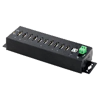 StarTech.com 10-Port Industrial USB 2.0 Hub, Rugged USB Hub w/15kV Air/8kV Contact ESD Level 4 Protection, DIN/Wall/Desk Mountable USB-A Hub, Multiport USB Hub with Locking Ports - Metal Construction (USB210AIND-USB-A-HUB) - Hub - industriale - 10 x USB 2