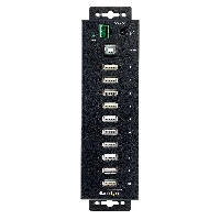 StarTech.com 10-Port Industrial USB 2.0 Hub, Rugged USB Hub w/15kV Air/8kV Contact ESD Level 4 Protection, DIN/Wall/Desk Mountable USB-A Hub, Multiport USB Hub with Locking Ports - Metal Construction (USB210AIND-USB-A-HUB) - Hub - industriale - 10 x USB 2