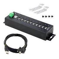 StarTech.com 10-Port Industrial USB 2.0 Hub, Rugged USB Hub w/15kV Air/8kV Contact ESD Level 4 Protection, DIN/Wall/Desk Mountable USB-A Hub, Multiport USB Hub with Locking Ports - Metal Construction (USB210AIND-USB-A-HUB) - Hub - industriale - 10 x USB 2