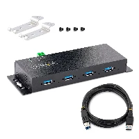 StarTech.com 4-Port Industrial USB 3.0 5Gbps Hub, Rugged USB Hub w/15kV Air/8kV Contact ESD and Surge Protection, DIN/Wall/Desk Mountable USB-A Hub, USB Expansion Hub with Locking Ports - Metal Construction (5G4AINDNP-USB-A-HUB) - Hub - industriale - 4 x