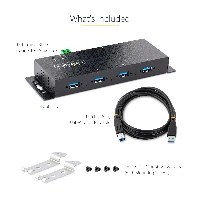 StarTech.com 4-Port Industrial USB 3.0 5Gbps Hub, Rugged USB Hub w/15kV Air/8kV Contact ESD and Surge Protection, DIN/Wall/Desk Mountable USB-A Hub, USB Expansion Hub with Locking Ports - Metal Construction (5G4AINDNP-USB-A-HUB) - Hub - industriale - 4 x