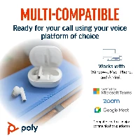 POLY Voyager Free 60+ UC M White Sand Earbuds +BT700 USB-C Adapter +Touchscreen Charge Case, True Wireless Stereo (TWS), Office/Call center, 20 - 20000 Hz, Headset, White