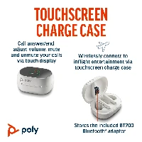 POLY Voyager Free 60+ UC M White Sand Earbuds +BT700 USB-C Adapter +Touchscreen Charge Case, True Wireless Stereo (TWS), Office/Call center, 20 - 20000 Hz, Headset, White