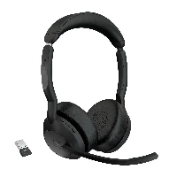 Jabra Evolve2 55 MS Stereo - Cuffie con microfono - on-ear - Bluetooth - senza fili - eliminazione rumore attivata - USB-A - nero - Zoom Certificato, Certificato per i team Microsoft, Cisco Webex Certified, Ottimizzato per UC, Alcatel-Lucent Certified, Av