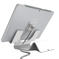 Compulocks Universal Tablet Holder with Coiled Cable Lock - Supporto - per tablet - bloccabile - alluminio ad alta purezza - bianco - desktop