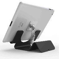 Compulocks Universal Tablet Holder with Coiled Cable Lock - Supporto - per tablet - bloccabile - alluminio ad alta purezza - nero - desktop