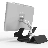 Compulocks Universal Tablet Holder with Coiled Cable Lock - Supporto - per tablet - bloccabile - alluminio ad alta purezza - nero - desktop