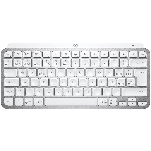 Logitech MX Keys Mini Minimalist Wireless Illuminated Keyboard, Mini, Wireless, RF Wireless + Bluetooth, QWERTY, LED, Grey