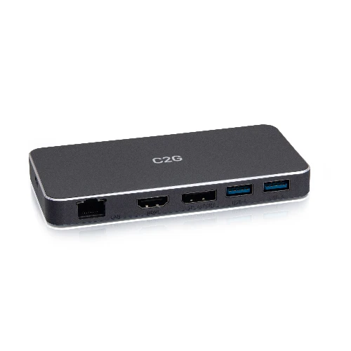 C2G USB-C 7-in-1 Dual Display MST Docking Station with HDMI, DisplayPort, Ethernet, USB, and Power Delivery up to 100W - 4K 60Hz, Wired, USB 3.2 Gen 1 (3.1 Gen 1) Type-C, 100 W, 10,100,1000 Mbit/s, Black, 4K Ultra HD