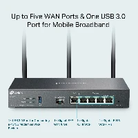 TP-Link Omada AX3000 Gigabit VPN Router, Dual-band (2.4 GHz / 5 GHz), Ethernet LAN, Black, Desktop/pole router