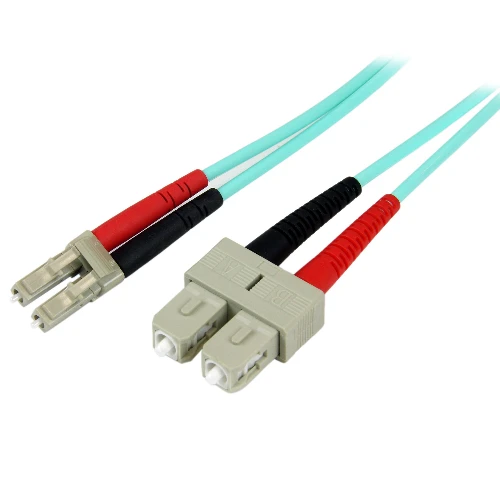 StarTech.com 1m (3ft) LC/UPC to SC/UPC OM3 Multimode Fiber Optic Cable, Full Duplex 50/125m Zipcord Fiber Cable, 100G, Low Insertion Loss, LSZH Fiber Jumper Cord, 1 m, OM3, LC, SC