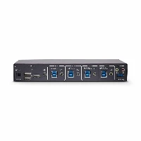 StarTech.com 4-Port KM Switch with Mouse Roaming, USB Switch for Keyboard/Mouse, 3.5mm/USB Audio, Perihperal Sharing for 4 Computers, TAA Compliant, Black