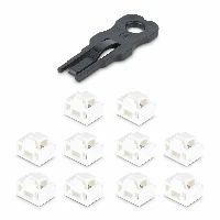 StarTech.com RJ45 Port Locks - 10 Pack with Security Key, Locking RJ45 Port Blocker/Dust Cover, Reusable Ethernet/LAN Port Protector, Snap In RJ45 Dust Blocker for Servers/Switches/Wall Plates, Port blocker + key, RJ-45, Black, White, 10 pc(s), 1000 pc(s), 380 mm