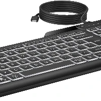 HP 405 Multi-Device Backlit Wired Keyboard, Full-size (100%), Wired, USB, Membrane, Black