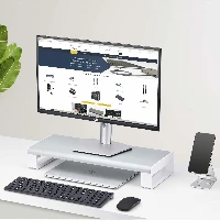 StarTech.com Ergonomic Monitor Riser Stand, Up to 33lb/15kg, Fixed height 3.5in/9cm, Desktop Computer Monitor/Laptop Riser, Steel Platform, Quick Assembly, Optimize Desk Space, Freestanding, 15 kg, Silver