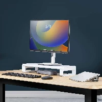 StarTech.com Ergonomic Monitor Riser Stand, Up to 33lb/15kg, Fixed height 3.5in/9cm, Desktop Computer Monitor/Laptop Riser, Steel Platform, Quick Assembly, Optimize Desk Space, Freestanding, 15 kg, Silver