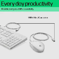 HP 225 Wired Mouse and Keyboard Combo White, Full-size (100%), Wired, USB, Membrane, White, Mouse included