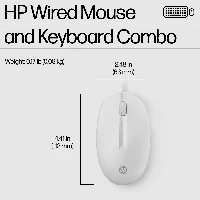 HP 225 Wired Mouse and Keyboard Combo White, Full-size (100%), Wired, USB, Membrane, White, Mouse included