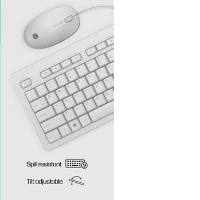 HP 225 Wired Mouse and Keyboard Combo White, Full-size (100%), Wired, USB, Membrane, White, Mouse included