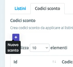 Crea nuovo sconto