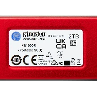Kingston Technology 2TB XS1000 Red External USB 3.2 Gen 2 Portable Solid State Drive, 2 TB, USB Type-C, 3.2 Gen 2 (3.1 Gen 2), 1050 MB/s, Red