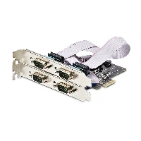 StarTech.com 4-Port Serial PCIe Card, Quad-Port PCI Express to RS232/RS422/RS485 (DB9) Serial Card, Low-Profile Bracket Incl., 16C1050 UART, Windows/Linux, TAA Compliant - Level-4 ESD Protection, PCIe, Serial, RS-232/422/485, Black, Activity, ASIX - AX99100