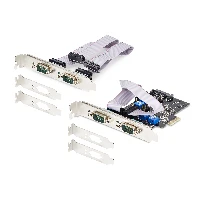 StarTech.com 4-Port Serial PCIe Card, Quad-Port PCI Express to RS232/RS422/RS485 (DB9) Serial Card, Low-Profile Bracket Incl., 16C1050 UART, Windows/Linux, TAA Compliant - Level-4 ESD Protection, PCIe, Serial, RS-232/422/485, Black, Activity, ASIX - AX99100