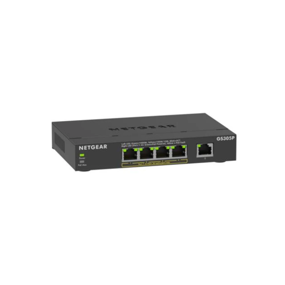 NETGEAR GS305Pv3, Unmanaged, Gigabit Ethernet (10/100/1000), Full duplex, Power over Ethernet (PoE), Wall mountable